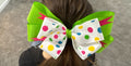 Large Lime Green Polka Dot Hair Bow